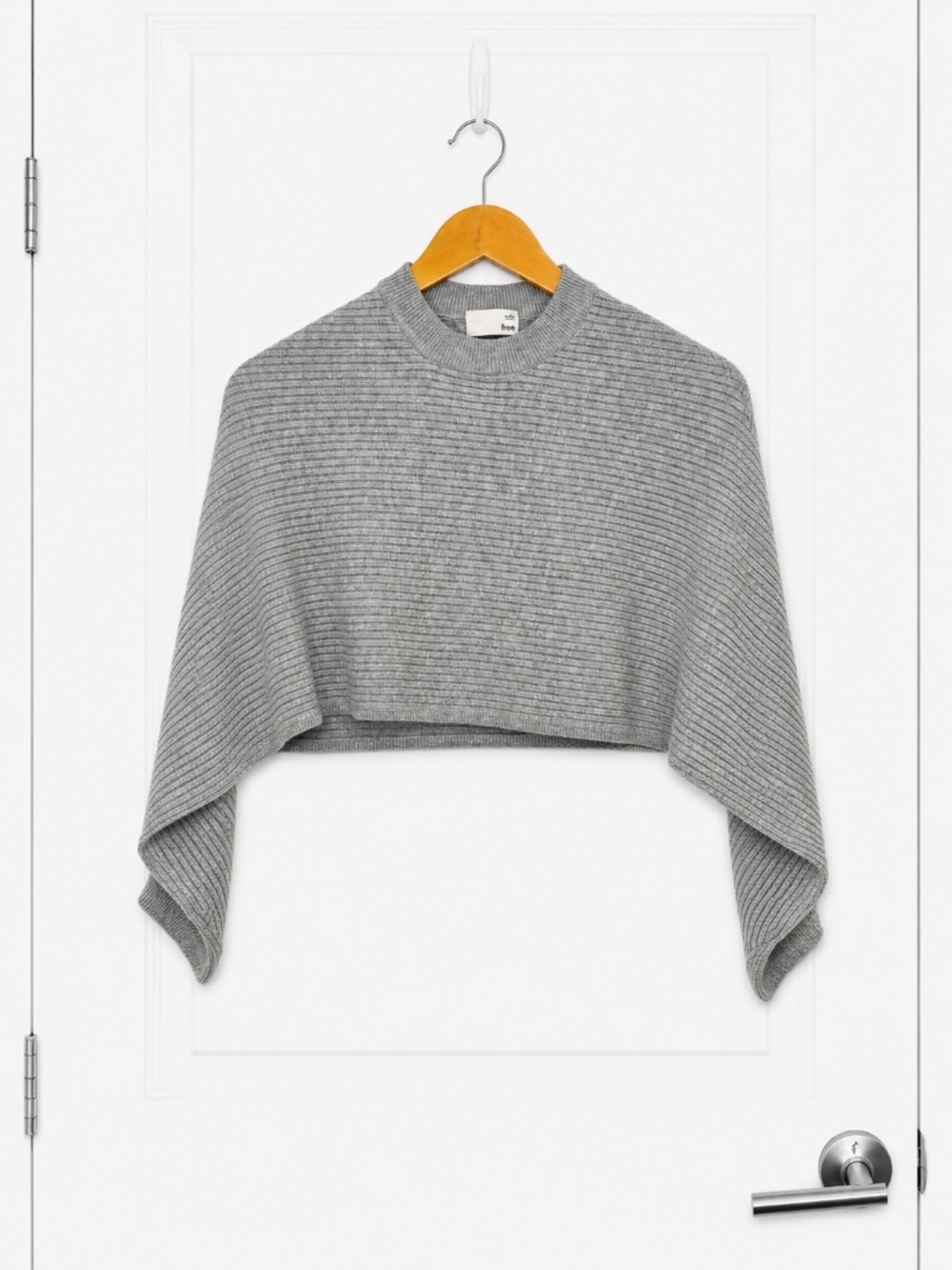 Aritzia Wilfred Grey Ribbed Cropped Knit Sweater